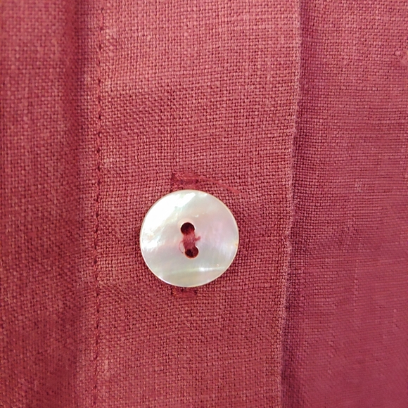 Bryn Walker Linen Button Down Shirt Burgundy Size X-Small - Picture 10 of 16